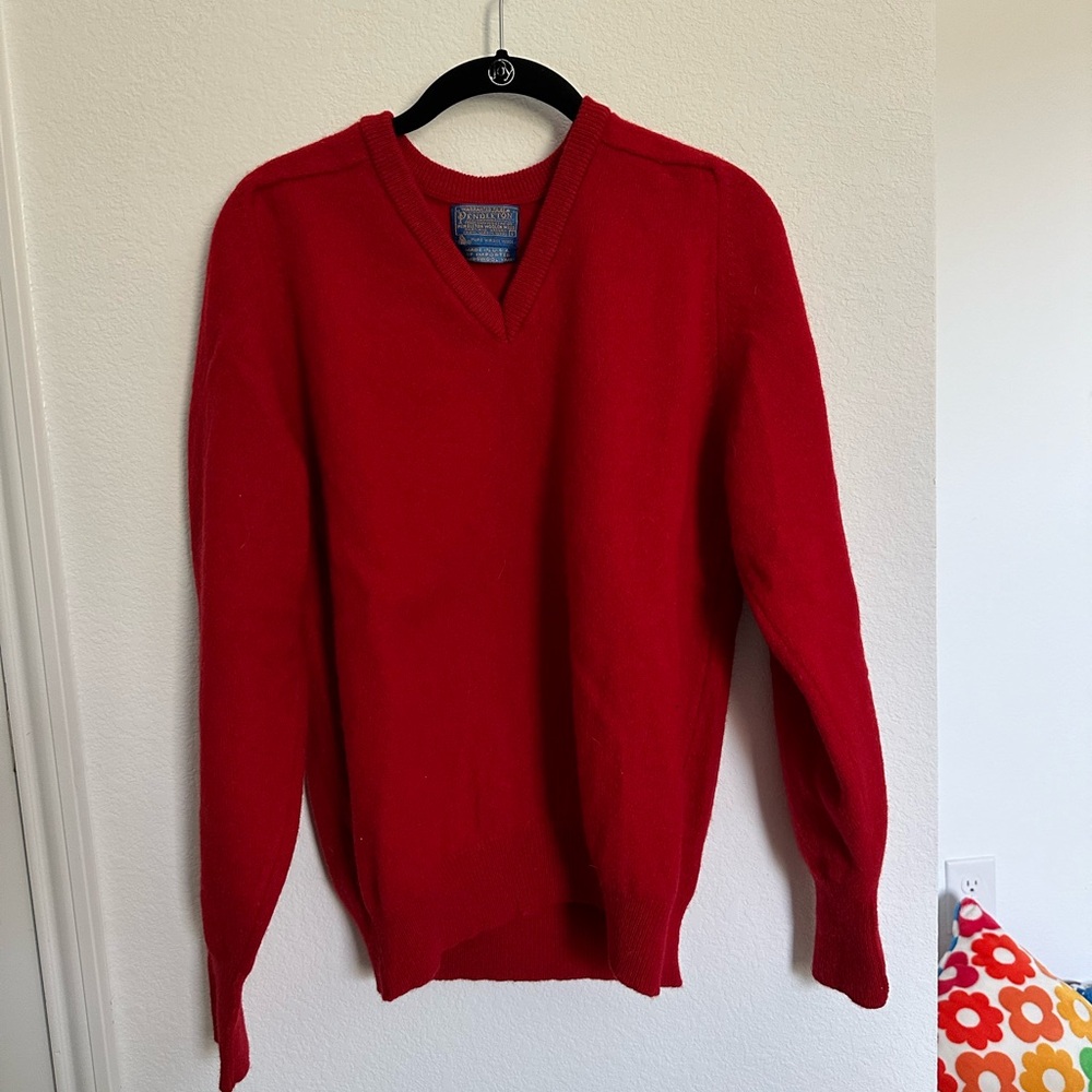 Pendleton Bright Red V-Neck Sweater - image 1